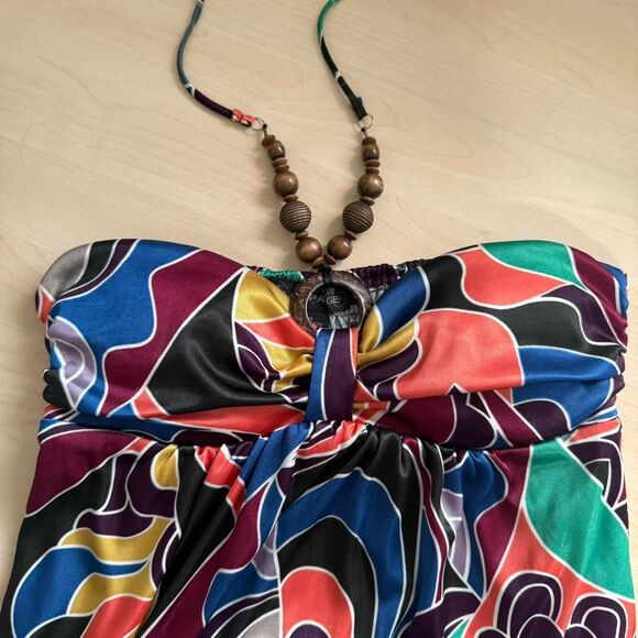 Rampage vibrant and bold late 2000s halter maxi dress - Picture 6 of 8